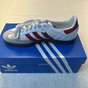 Adidas Samba OG Men SZ 7.5 White/Scarlett Gum Sole New in Box